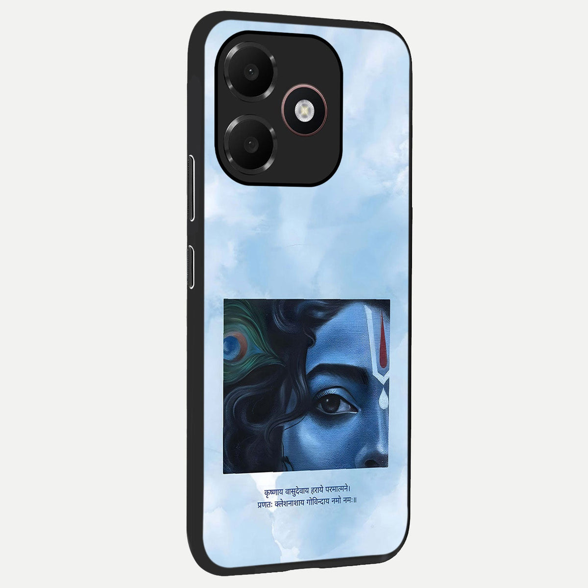 Spiritual Krishna back cover For Oppo A6C 5G slim fit glass case with vibrant aesthetic design