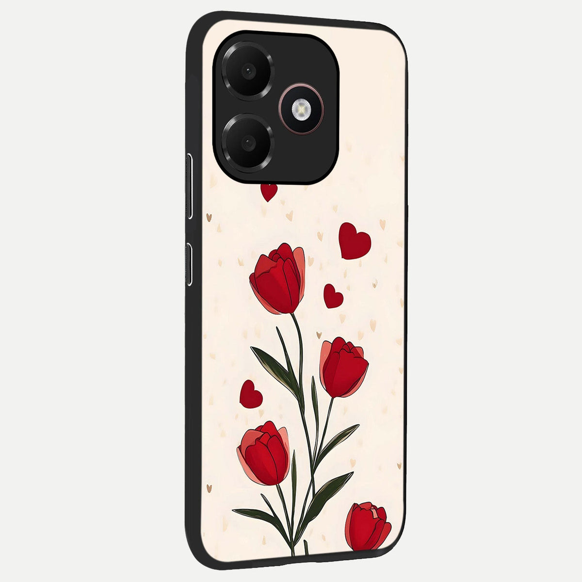 Tulip With Heart back cover For Oppo A6C 5G slim fit glass case with vibrant aesthetic design