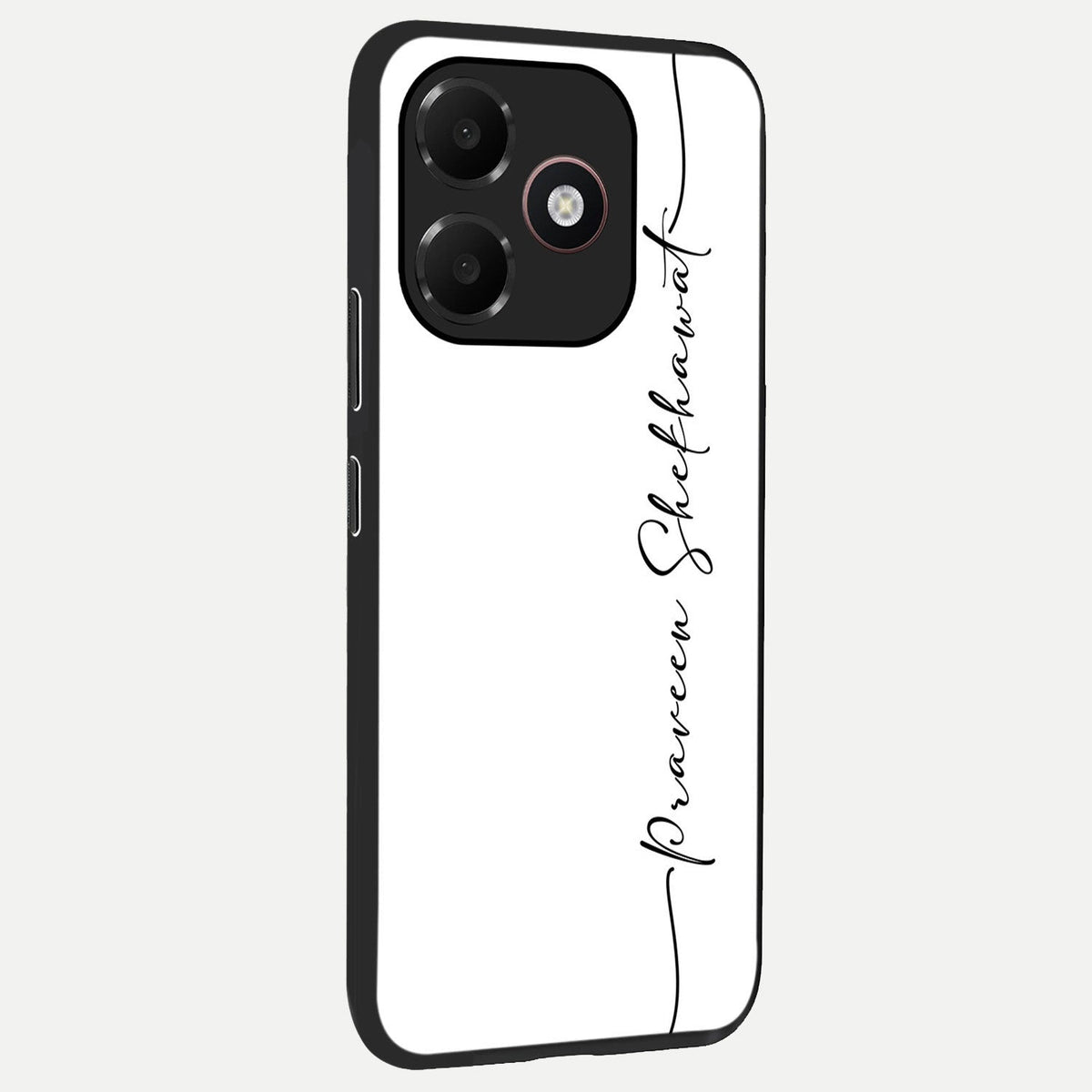 White Tune Custom Name back cover For Oppo A6C 5G slim fit personalized glass case with aesthetic design