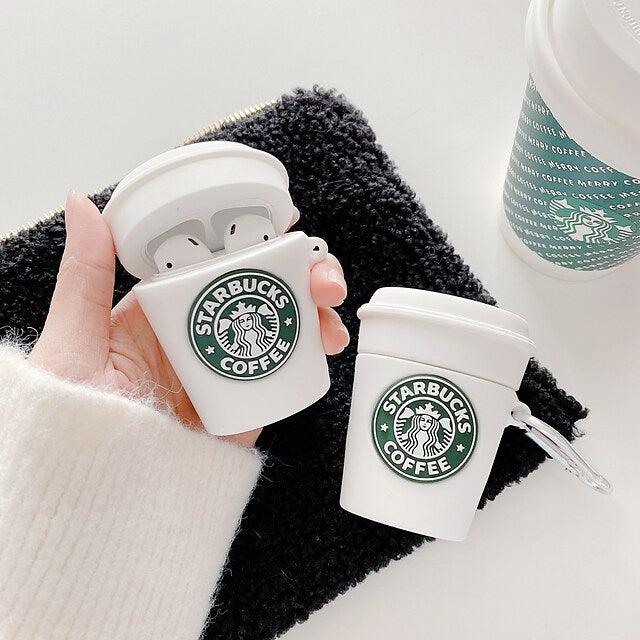 STAR-BUCKS WHITE SILICONE AIRPODS CASE COVER FOR 1/2,3 AND AIRPODS PRO