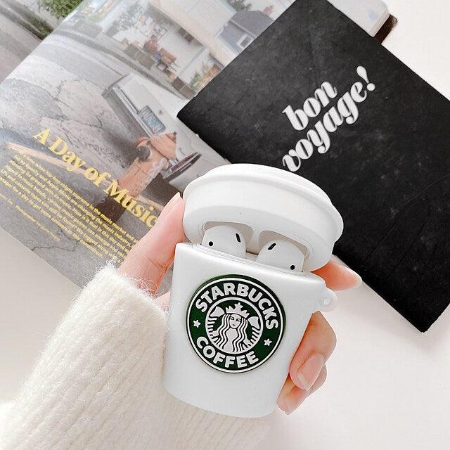 STAR-BUCKS WHITE SILICONE AIRPODS CASE COVER FOR 1/2,3 AND AIRPODS PRO