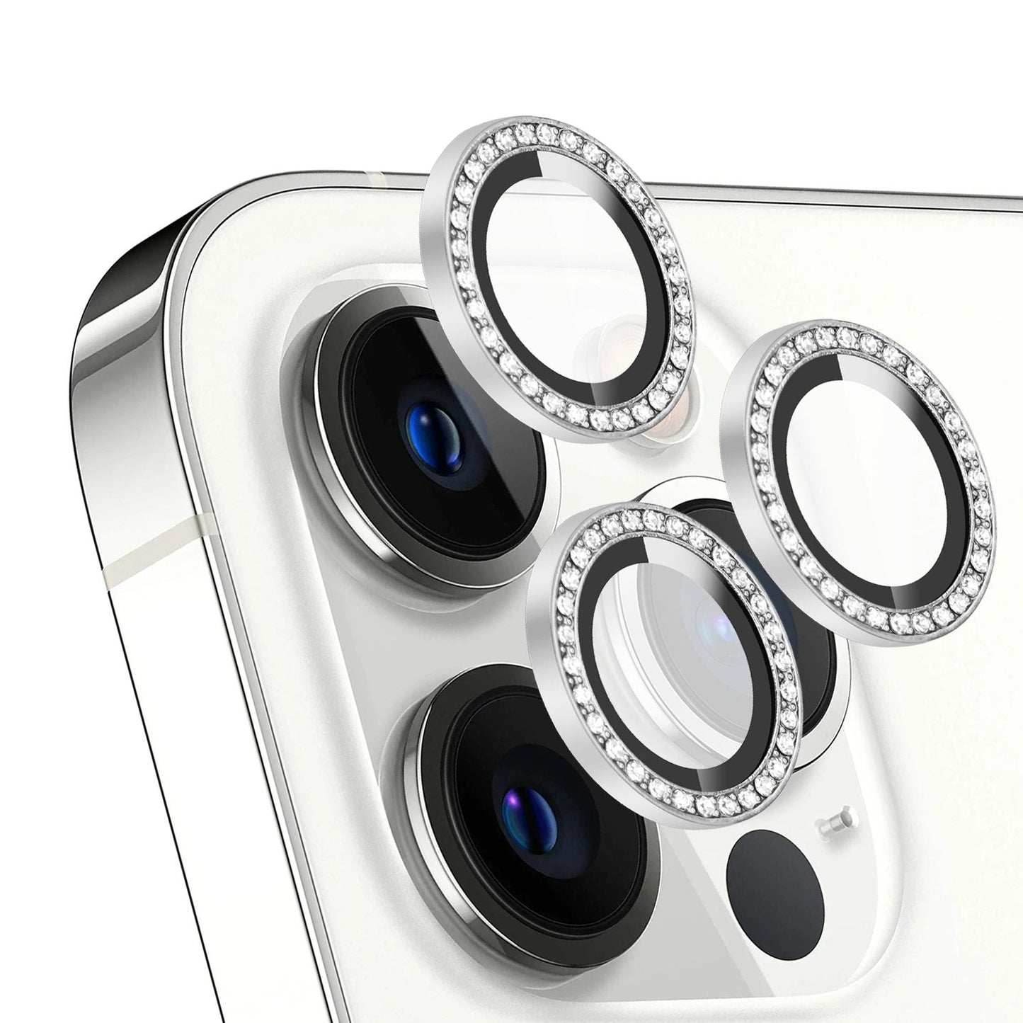 iPhone 14 Series Diamond Camera Lens Protector for Apple  | HD Clear Real Glass Protection + Metal Alloy Full Fit Lens Ring Cover