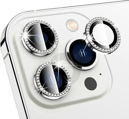 iPhone 14 Series Diamond Camera Lens Protector for Apple  | HD Clear Real Glass Protection + Metal Alloy Full Fit Lens Ring Cover