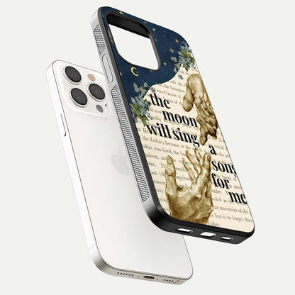 Aesthetic Divine Glass Case for iPhone 15 Pro Max floating dual-view mockup showing edge design and divine art gloss texture