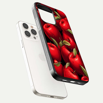 Apple Pattern Glass Case for iPhone 15 Pro Max floating mockup with smooth edge detailing and pattern clarity