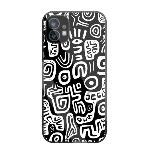 Black And White Doodle Art Glass Case For Nothing Phone 1