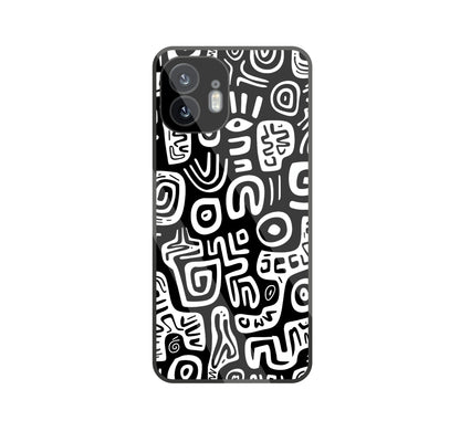 Black And White Doodle Art Glass Case For Nothing Phone 2