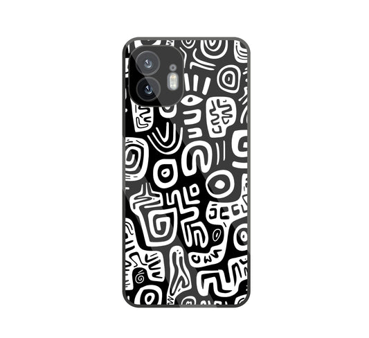 Black And White Doodle Art Glass Case For Nothing Phone 2