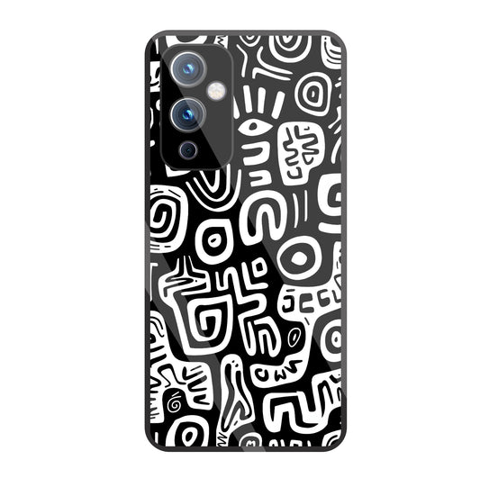 Black And White Doodle Art Glass Case For OnePlus 9