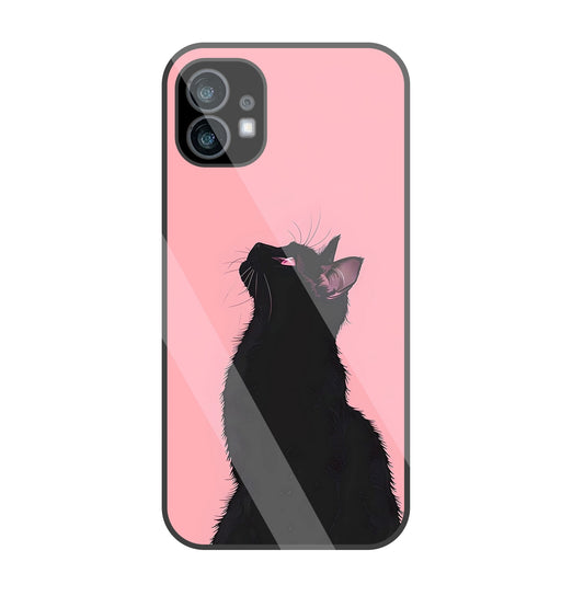 Black Cat Glass Case For Nothing Phone 1