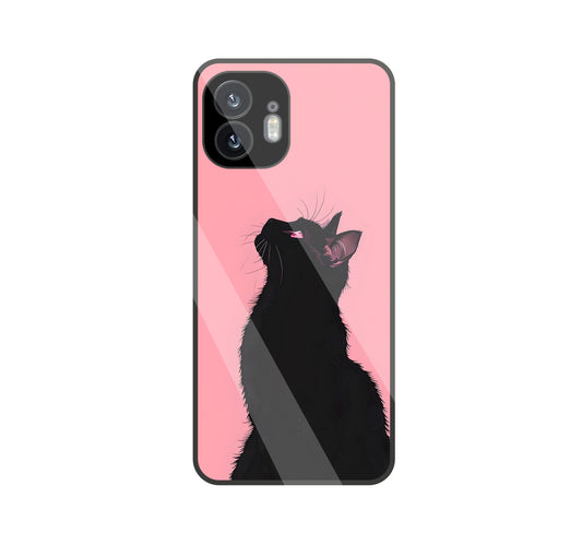 Black Cat Glass Case For Nothing Phone 2