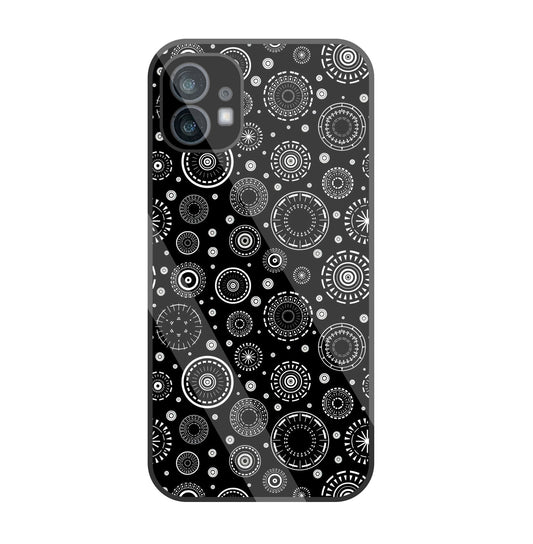 Black Circle Pattern Glass Case For Nothing Phone 1