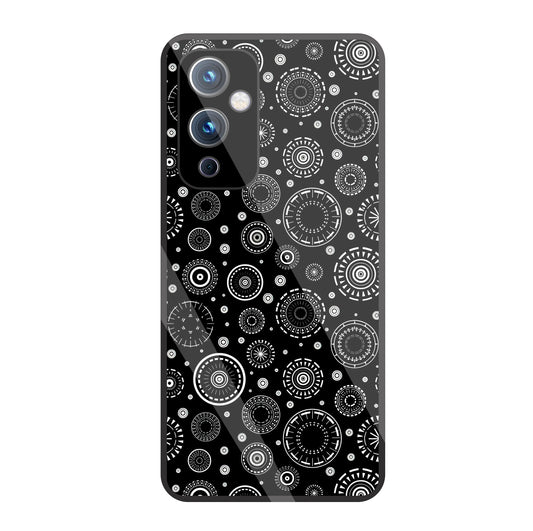 Black Circle Pattern Glass Case For OnePlus 9