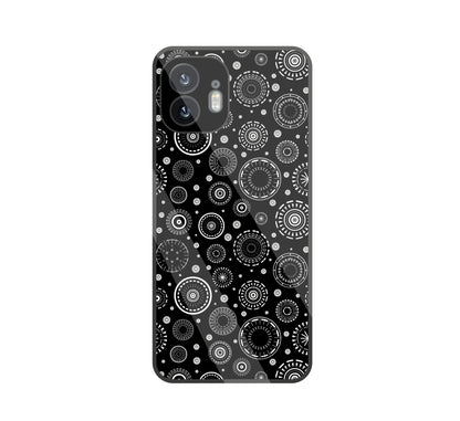 Black Circle Pattern Glass Case For Nothing Phone 2