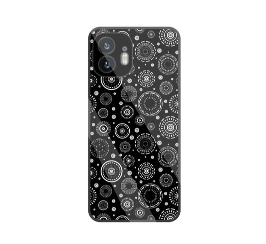 Black Circle Pattern Glass Case For Nothing Phone 2