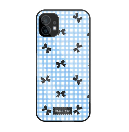 Black Ribbon With Check Pattern Glass Case For Nothing Phone 1