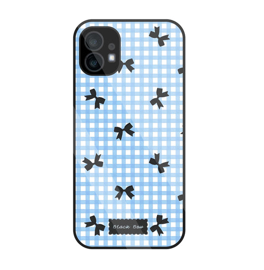 Black Ribbon With Check Pattern Glass Case For Nothing Phone 1