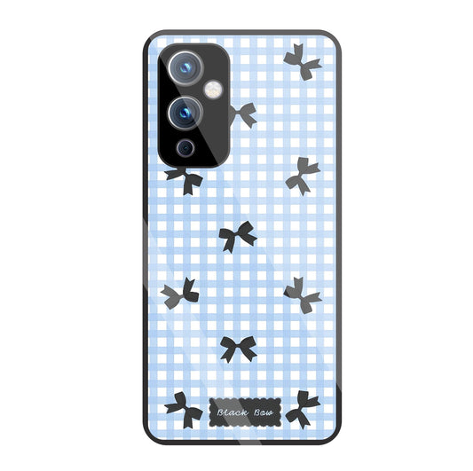 Black Ribbon With Check Pattern Glass Case For OnePlus 9