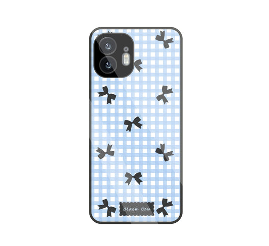 Black Ribbon With Check Pattern Glass Case For Nothing Phone 2
