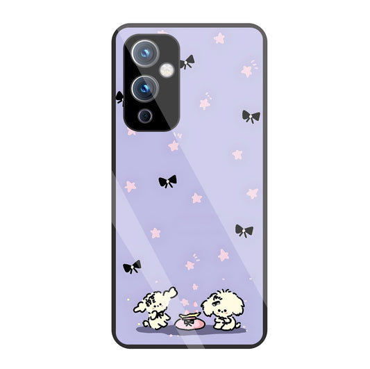 Black Ribbon With Stars Glass Case For OnePlus 9