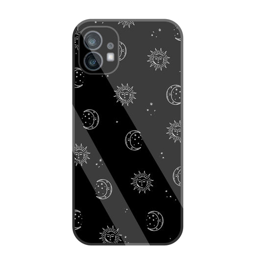 Black Sun With Moon Glass Case For Nothing Phone 1