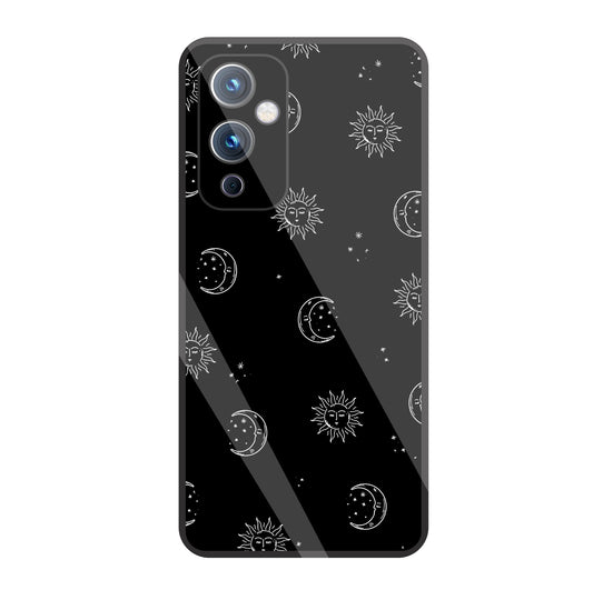 Black Sun With Moon Glass Case For OnePlus 9