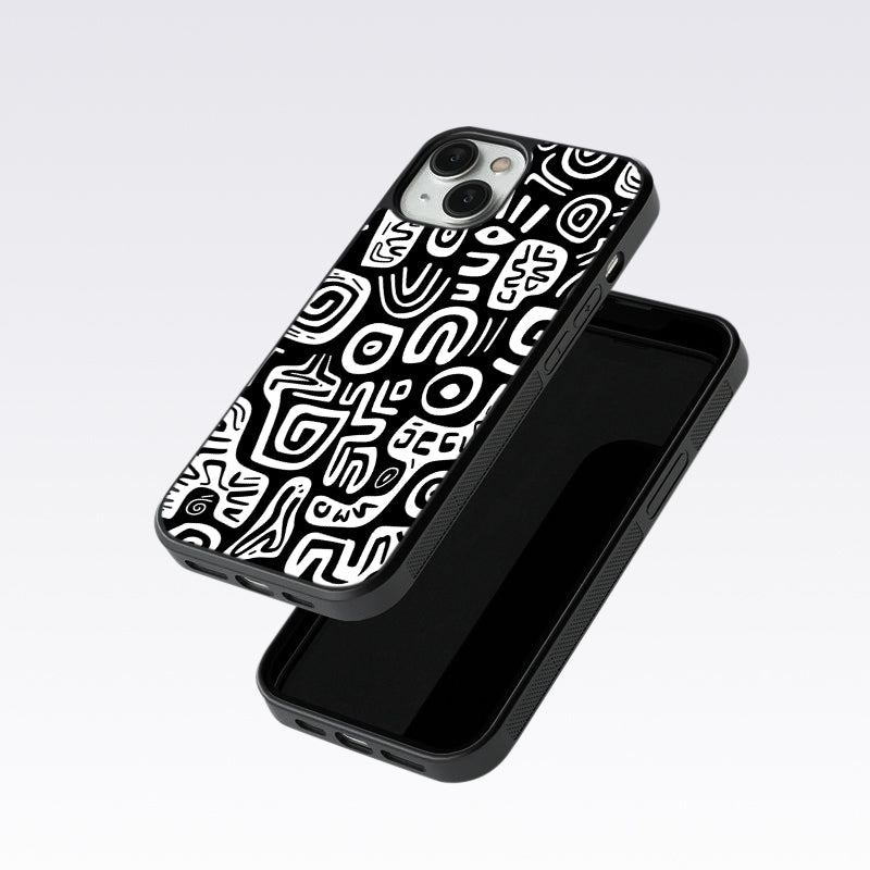 Black And White Doodle Art Glass Case For Nothing Phone 1