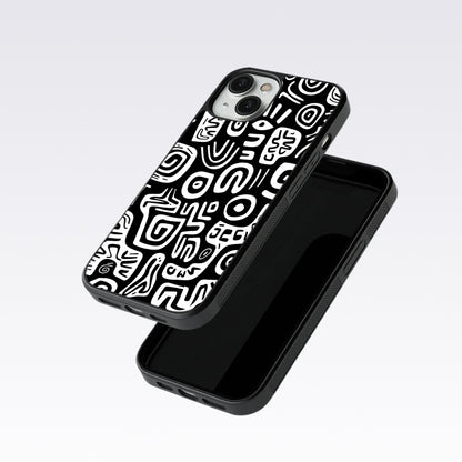 Black And White Doodle Art Glass Case For Nothing Phone 1