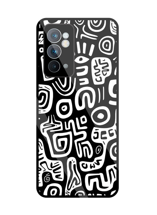 Black And White Doodle Art Glass Case For OnePlus 9RT