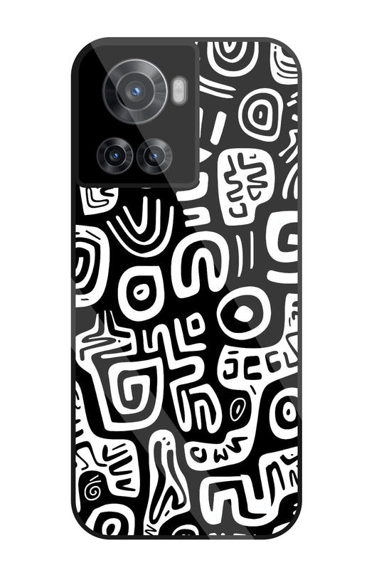 Black And White Doodle Art Glass Case For OnePlus 10R
