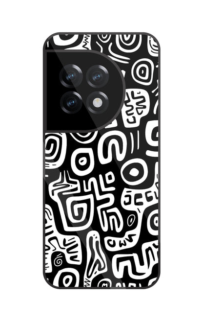Black And White Doodle Art Glass Case For OnePlus 11R