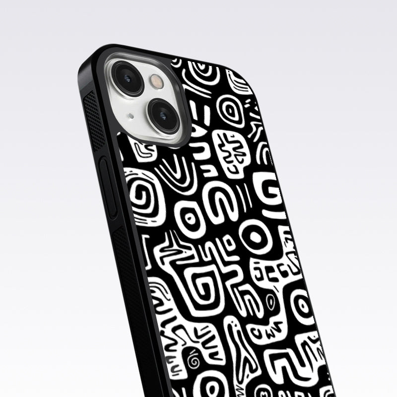Black And White Doodle Art Glass Case For Nothing Phone 2