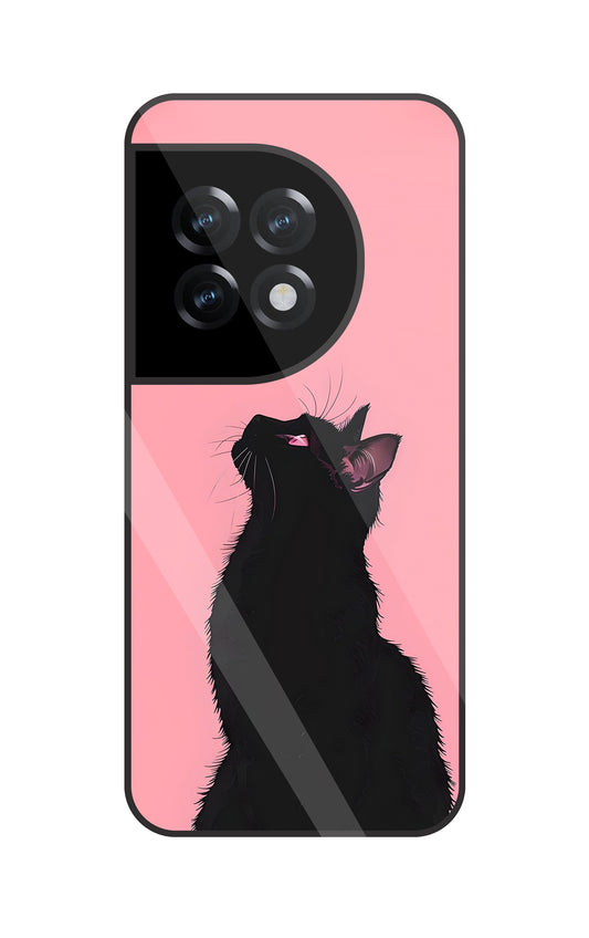 Black Cat Glass Case For OnePlus 11R