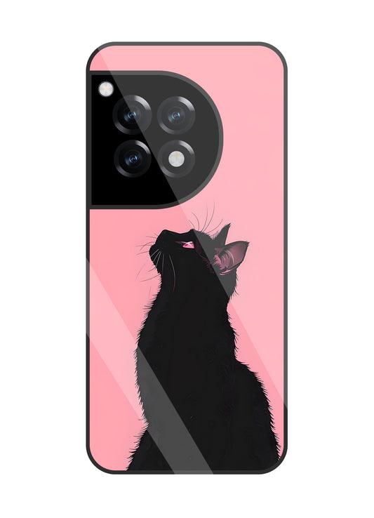 Black Cat Glass Case For OnePlus 12R