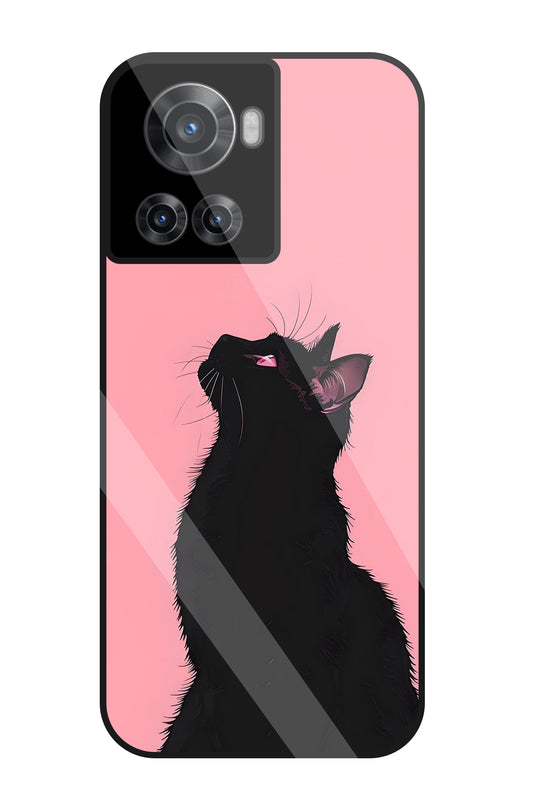 Black Cat Glass Case For OnePlus 10R