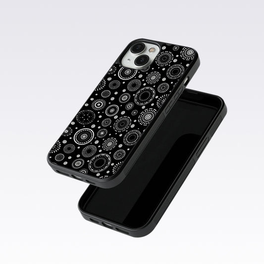 Black Circle Pattern Glass Case For Nothing Phone 1