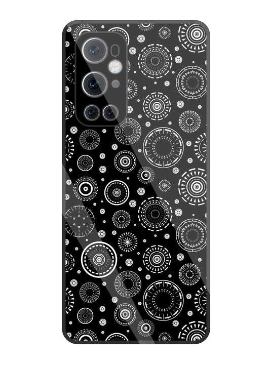 Black Circle Pattern Glass Case For OnePlus 9 Pro