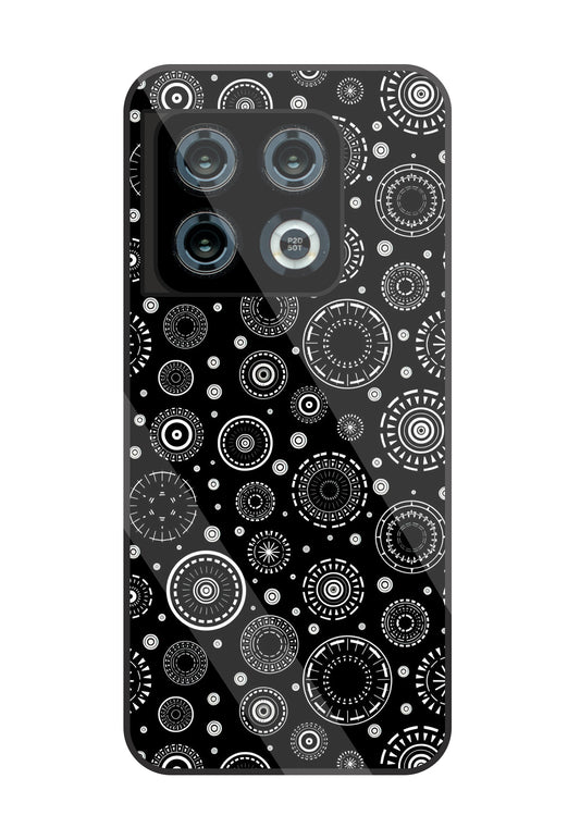 Black Circle Pattern Glass Case For OnePlus 10 Pro