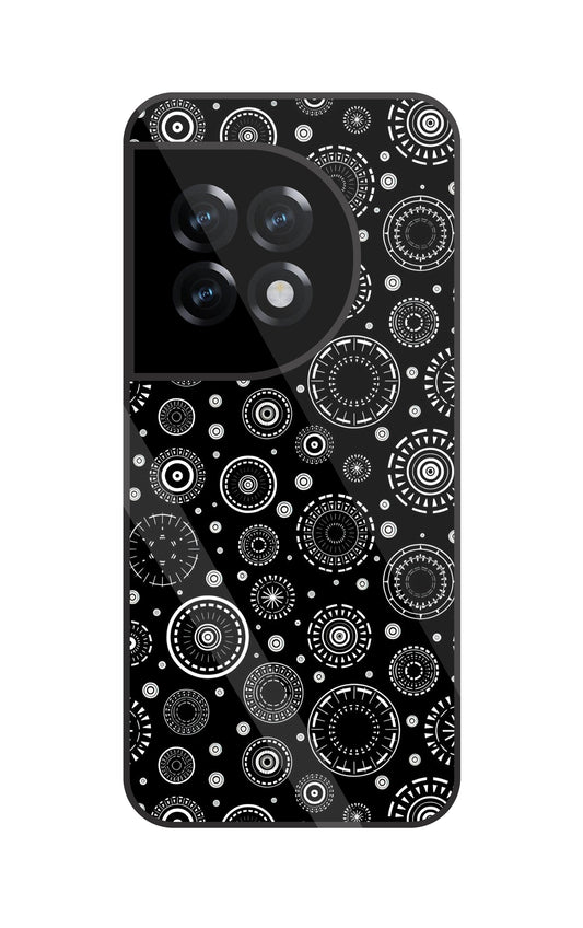 Black Circle Pattern Glass Case For OnePlus 11R