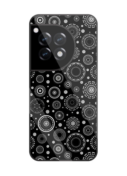 Black Circle Pattern Glass Case For OnePlus 12R