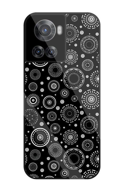 Black Circle Pattern Glass Case For OnePlus 10R
