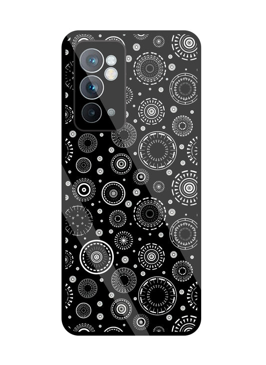 Black Circle Pattern Glass Case For OnePlus 9RT