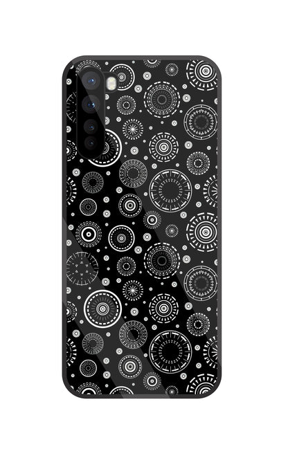 Black Circle Pattern Glass Case For OnePlus Nord