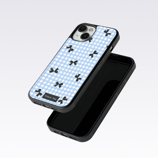 Black Ribbon With Check Pattern Glass Case For OnePlus Nord