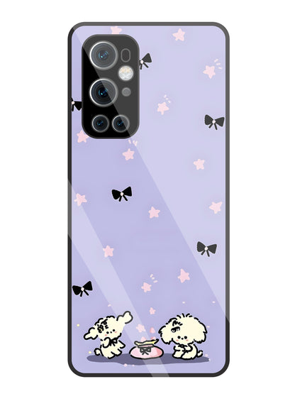 Black Ribbon With Stars Glass Case For OnePlus 9 Pro