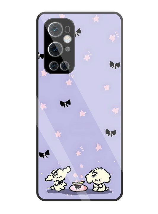 Black Ribbon With Stars Glass Case For OnePlus 9 Pro