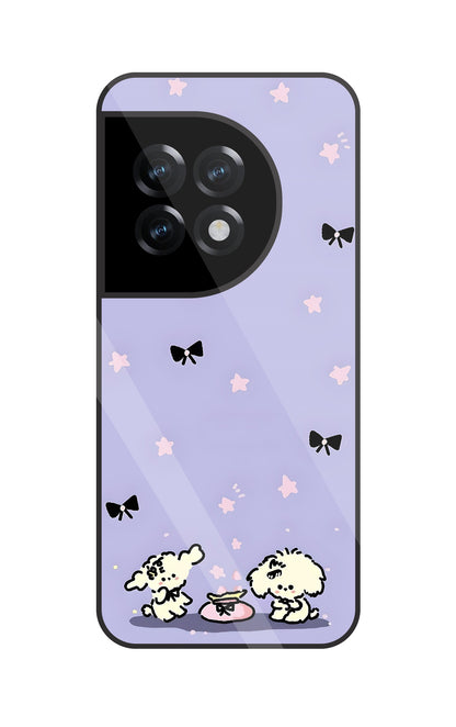 Black Ribbon With Stars Glass Case For OnePlus 11R