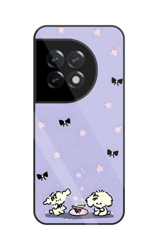 Black Ribbon With Stars Glass Case For OnePlus 11R
