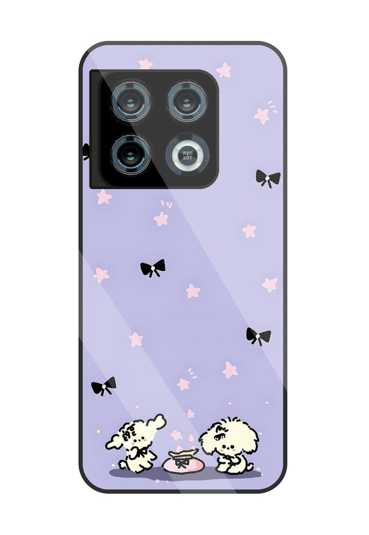 Black Ribbon With Stars Glass Case For OnePlus 10 Pro