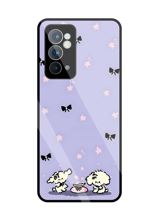 Black Ribbon With Stars Glass Case For OnePlus 9RT